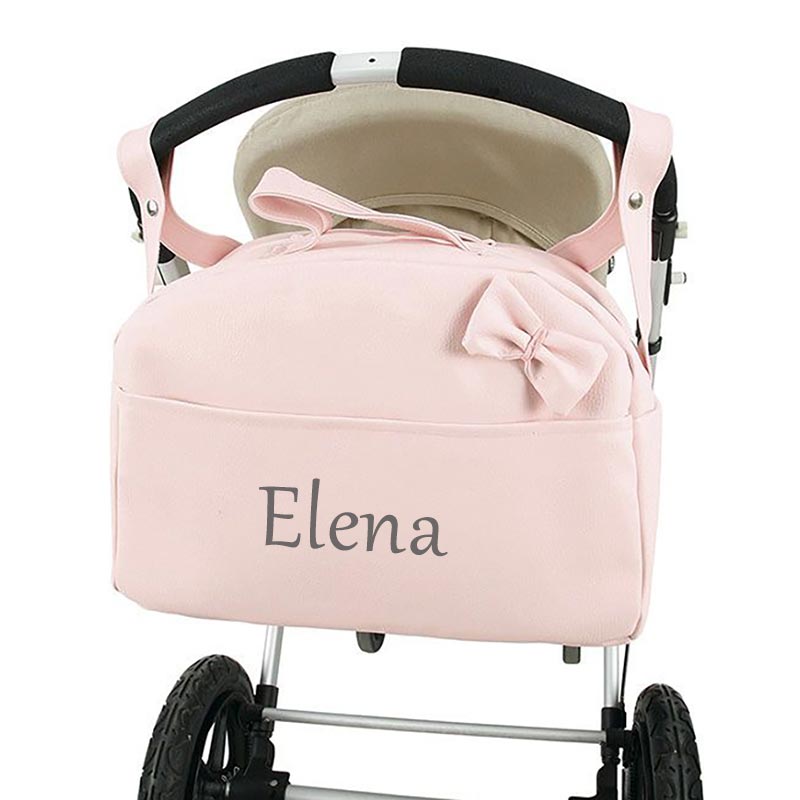 Bolso para carrito bebé con nombre bordado