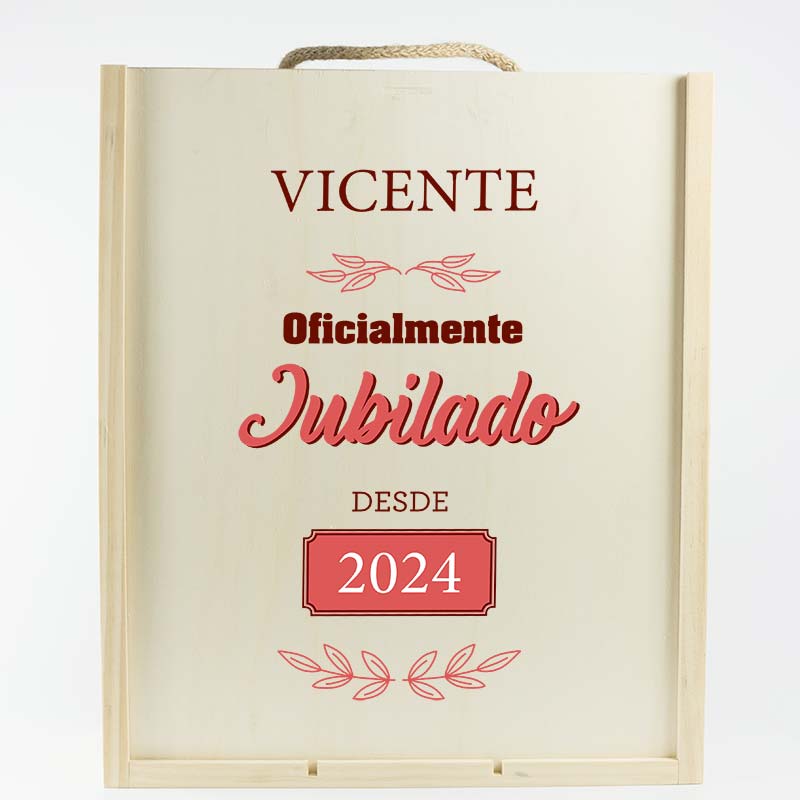 Regalos personalizados: Madera personalizada: Caja de madera para botella de Vino para Jubilación