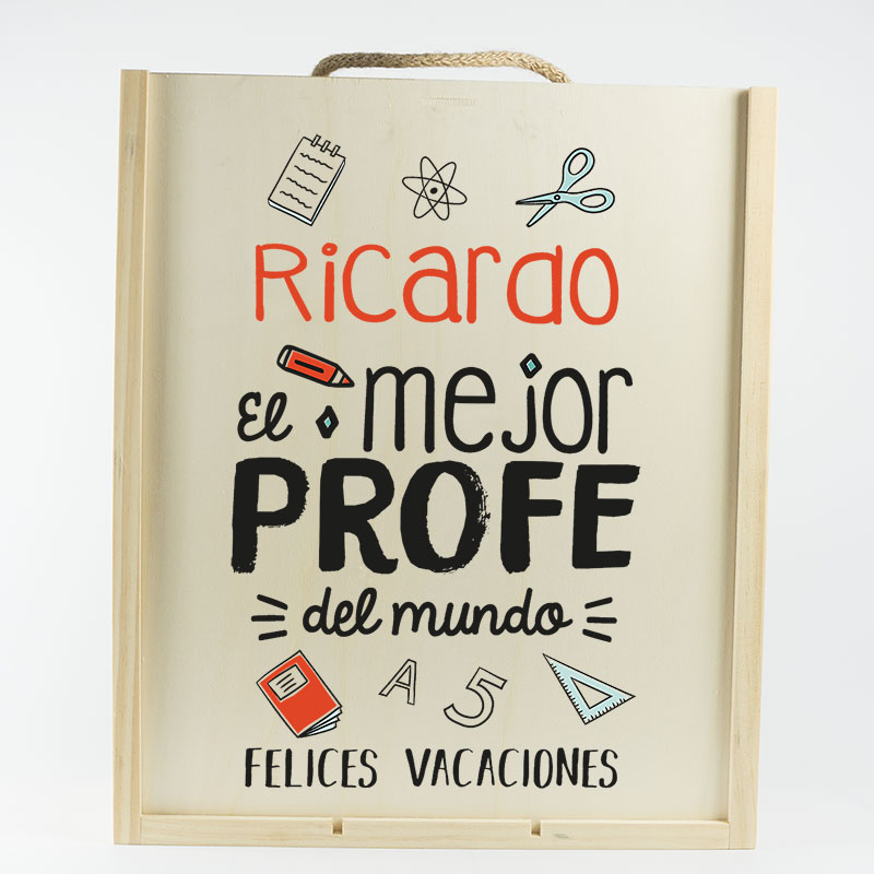 Regalos personalizados: Regalos con nombre: Caja madera personalizada 'Felices Vacaciones'