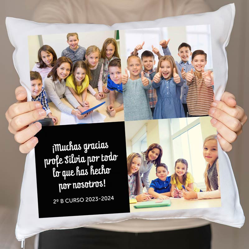 Regalos personalizados: Diseño y decoración: Cojín personalizado collage para profe