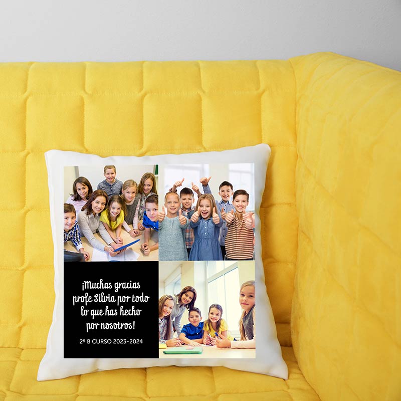 Regalos personalizados: Diseño y decoración: Cojín personalizado collage para profe