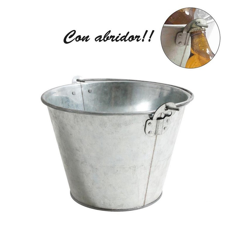 Regalos personalizados: Cristalería personalizada: Cubo metal galvanizado con abridor