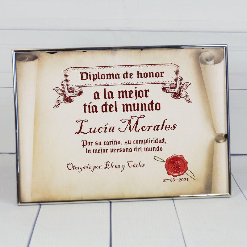 Regalos personalizados: Diseño y decoración: Diploma pergamino a la mejor tía