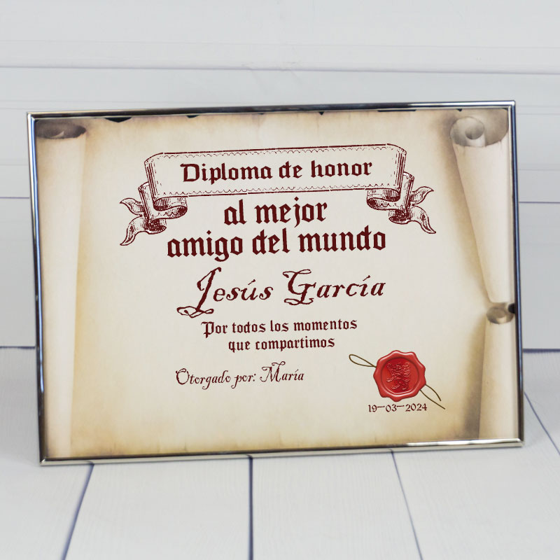 Regalos personalizados: Diseño y decoración: Diploma pergamino al mejor amigo