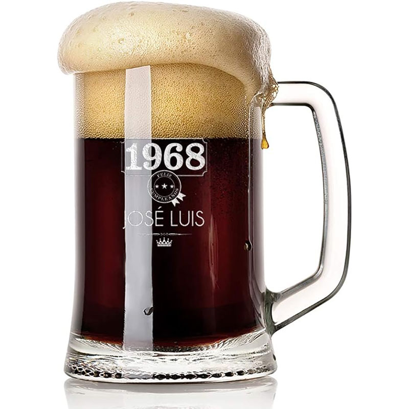 Regalos personalizados: Cristalería personalizada: Jarra de cerveza año de nacimiento