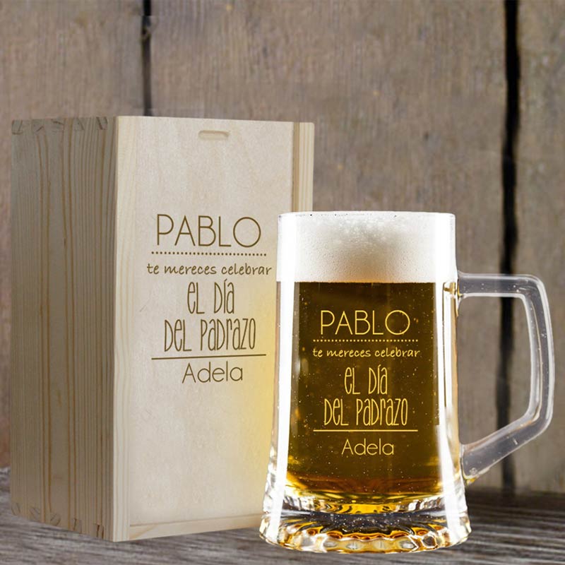 Caja Regalo Cerveza y Jarra personalizada