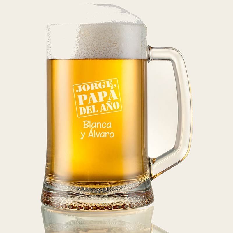Regalos personalizados: Cristalería personalizada: Jarra de cerveza para el padre del año