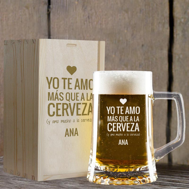 Jarra de cerveza personalizada 'Te amo