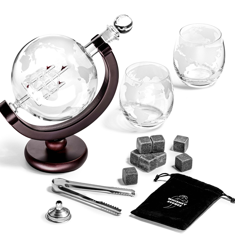 Regalos personalizados: Bebidas personalizadas: Juego de decantador GLOBE DELUXE