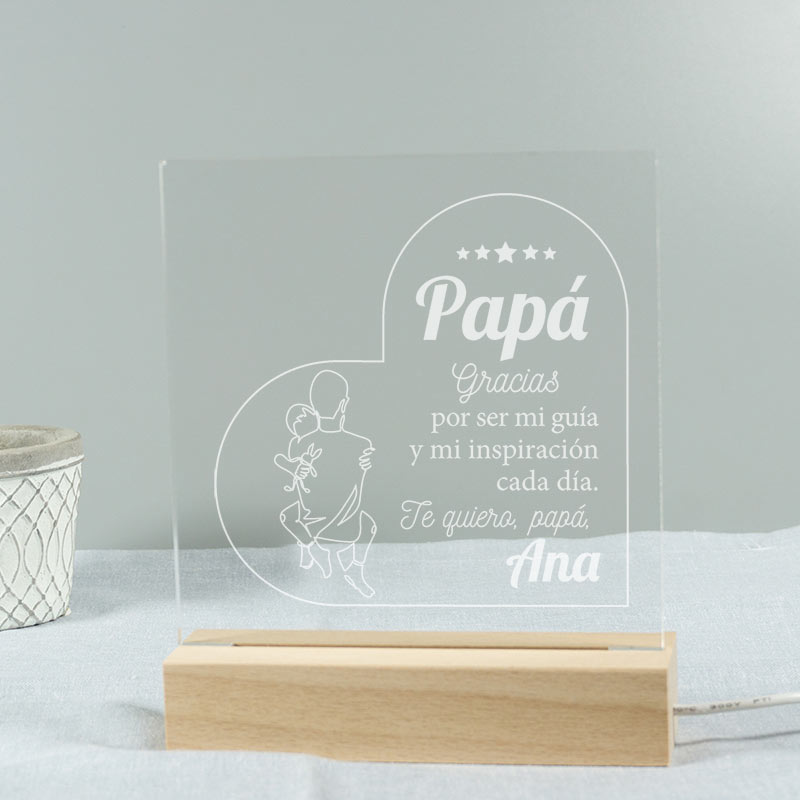 Regalos personalizados: Lámparas personalizadas: Lámpara LED Personalizada para Papá o Mamá