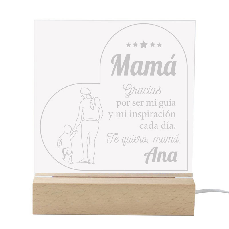 Regalos personalizados: Lámparas personalizadas: Lámpara LED Personalizada para Papá o Mamá