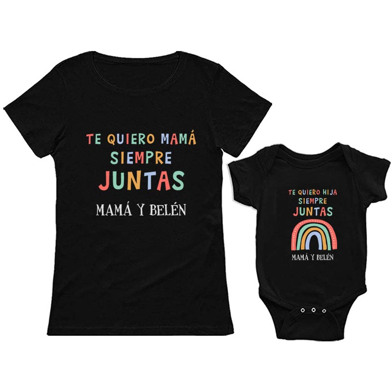 Regalos personalizados: Regalos con nombre: Pack camisetas mamá e hij@ personalizado Arcoiris