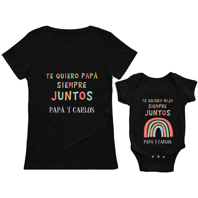 Regalos personalizados: Regalos con nombre: Pack camisetas padre e hijo personalizado Arcoiris