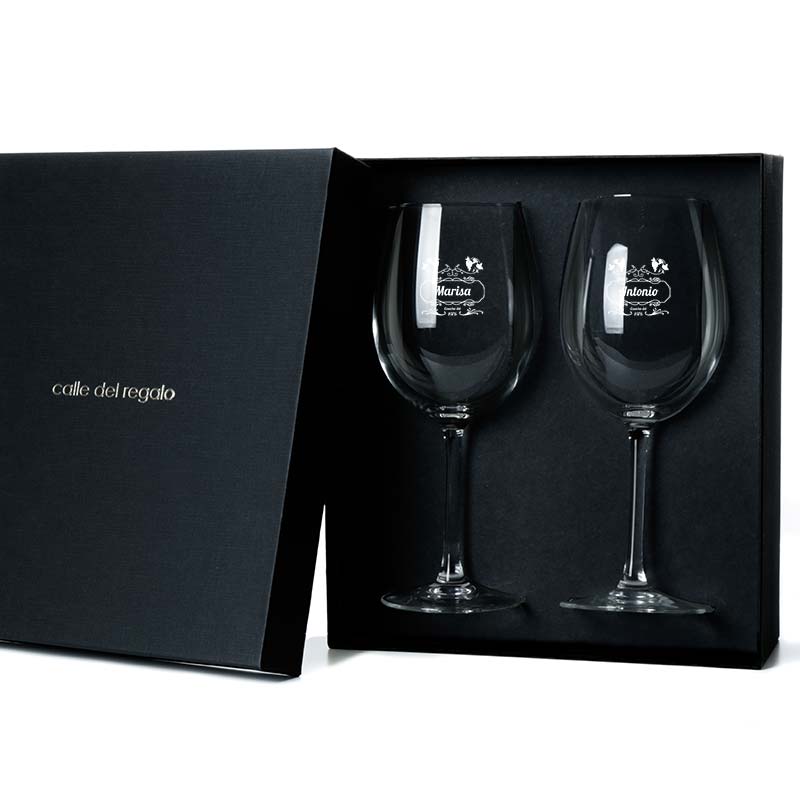 Regalos personalizados: Cristalería personalizada: Pack dos copas de vino personalizadas