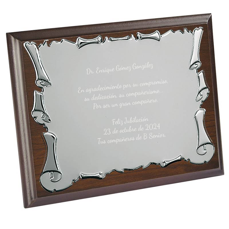 Regalos personalizados: Diseño y decoración: Placa de homenaje personalizada en caja de madera