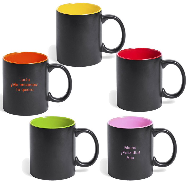 Regalos personalizados: Tazas personalizadas: Taza de desayuno negra