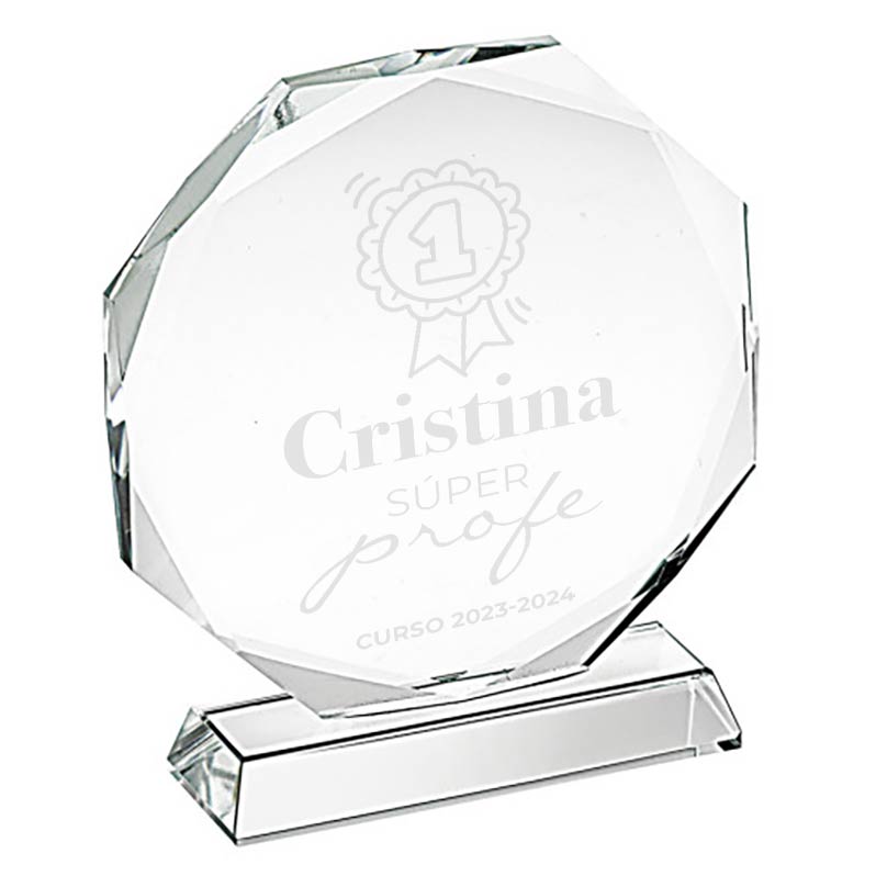 Regalos personalizados: Diseño y decoración: Trofeo de cristal personalizado 'Súper profe'