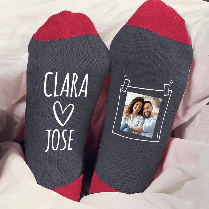 Calcetines personalizados para parejas, calcetines de corazones blancos,  regalos personalizados para los amantes de la familia, amigos, regalo de